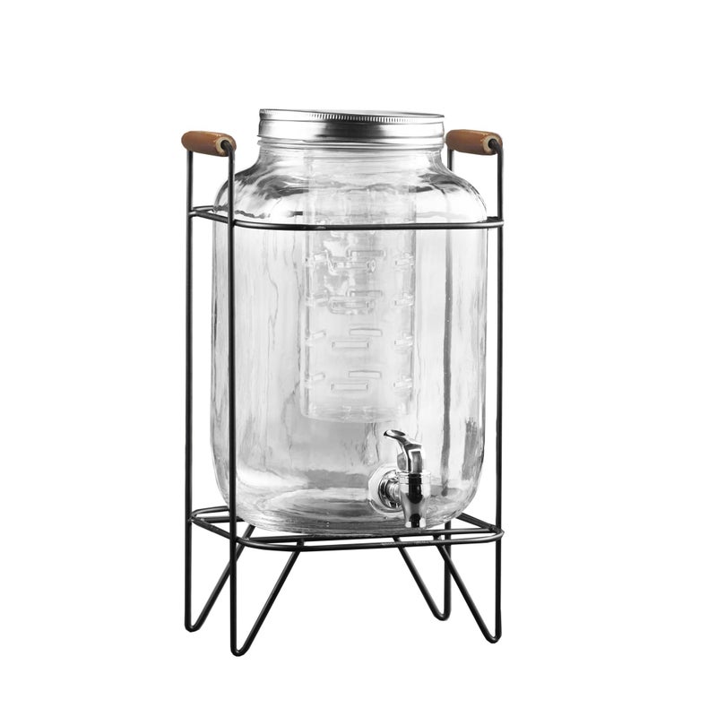 Style Setter 210741-GB 2 Gallon Infuser Glass Beverage Dispenser with Metal Stand & Lid, 8x9x17, Clear - Image 2